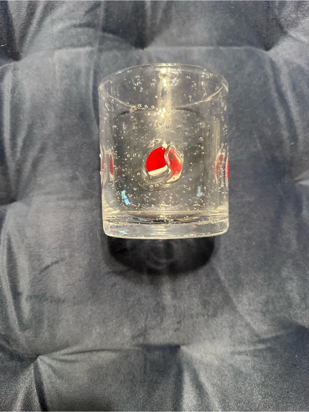 Clear Art Glass Tumbler with Embedded Red Accent